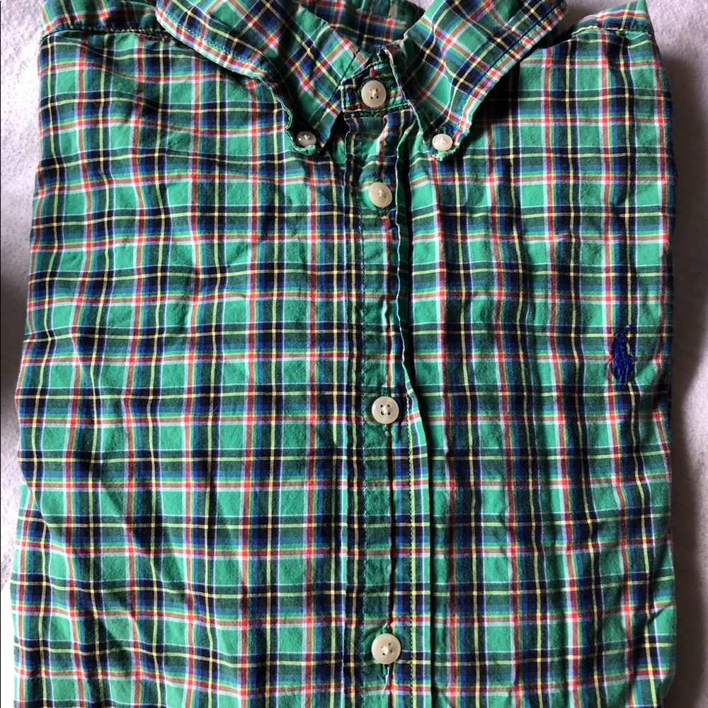 Ralph Lauren classic green plaid boys button down